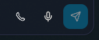 Phone, microphone and send buttons in the chat message box.